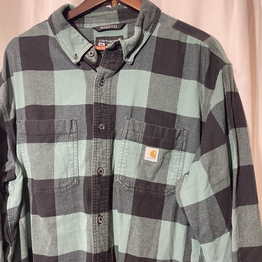 Carhartt Flannel Shirt Men's Rugged Flex Relaxed Fit Check 2XL Outdoors TW4448-M
